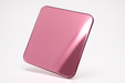 rounded edge shiny pink mirror acrylic sheet facing left on and angle in the air